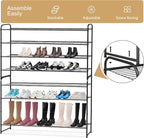 KEETDY 4-Tier Long Shoe Rack for Closet Metal Shoe Organizer for Entryway, Wide Stackable Shoe Storage Shelf with Sturdy Wire Grid for Closet Floor, Bedroom, Black - Image 6