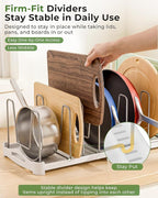 EVERIE Adjustable Bakeware Organizer Pot Lid Holder Rack for Pots, Cake Molds, Cutting Boards, Mats, Cookware, GS02SS, Pack of 2 - Image 4
