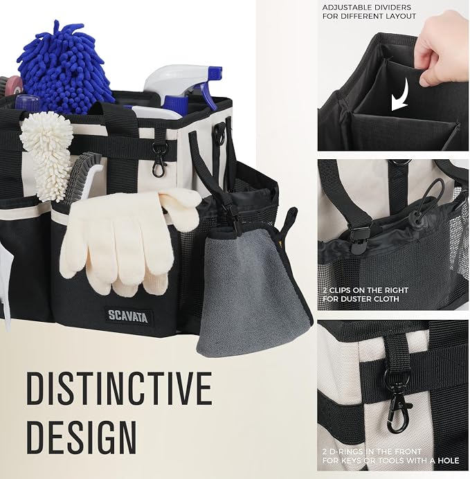 SCAVATA Compact Wearable Cleaning Caddy with Handle & Shoulder Straps - Image 3