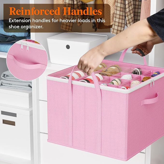 Lifewit Shoe Storage Organizer for Closet, Holder Box, 2 Pack, Pink - Image 5