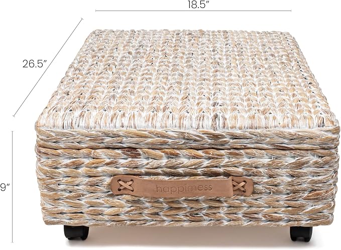 happimess Chett Underbed Storage Bin Wheels 26", White Wash - Image 4