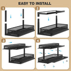 2-Pack 21.3 IN Depth Under Sink Organizer With Next-Gen Ball-Bearing Slides,Sophisticated Mesh 2-Tier Pull Out Shelf for Kitchen & Bathroom,Fits Small Items-Black - Image 6