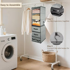 2-in-1 Durable 6-Tier Hanging Closet Organizer with 4 Removable Drawers,2 Separable 3-Tier Thickened Fabric Hanging Shelf Clothes Storage Organization Space-saving for Bedroom,Dorm,Guestroom,RV,Travel - Image 8
