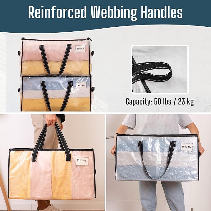 VENO Moving Bags, Storage Bags, Wide Open Top, Clear, 8 Pack - Image 5