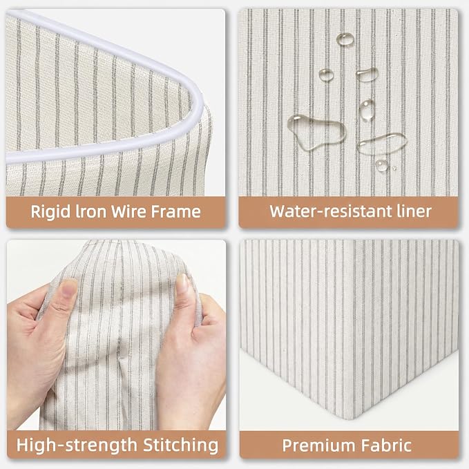 STORAGE MANIAC 2-Pack Large Laundry Hamper, 100L (26.4 Gal) Collapsible Laundry Basket with Bamboo Handles, Freestanding Waterproof Clothes Hamper for Laundry Room, Bedroom, Dorm, Towels, Stripe - Image 9