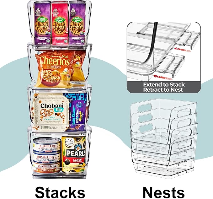 Sorbus Clear Pantry Organizer with Stackable Storage Bins, Open Front - Image 5