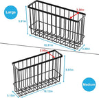 Cabinet Door Organizer Basket 2 Pack, Foil and Plastic Wrap Organizer with 2 Sponges, Lid Organizers Inside Cabinet, Metal Basket for Kitchen Organizers and Storage, Utility, Black (Medium,Large) - Image 4