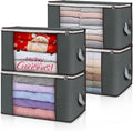 90L Large Storage Bags, 4 Pack Clothes Storage Bins Closet Organizers | Foldable Storage Containers, with Reinforced Handle, for Clothing, Blanket, Comforters, Bed Sheets, Pillows and Toys,Gray by BuddingJoy-BuildaJoyfulLifeforYou