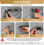 Broom Holder Wall Mount, Mop Organizer, 5 Racks, 4 Hooks, Heavy Duty - Image 7