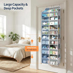 Yecaye Over The Door Organizer, 6 Tier Extra Large Behind Door Storage of 12 Compartments, 80lbs Heavy Duty Door Organizer Hanging with Clear Window for Closet Bedroom Pantry Bathroom, Grey - Image 3