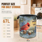 Cardinal Bird Laundry Basket, Oxford Cloth Foldable Hamper with Handles,Winter Pine Tree Portable Clothes Storage Bucket and Laundry Bag for Bathroom Laundry Room Bedroom Dorm - Image 2