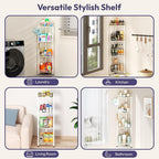 SWTYMIKI Standing Shower Caddy Corner - 4‑Tier Stainless Steel Shower Organizer Shelf with 16 Hooks and Adhesive Pads, Rustproof Corner Shelves Stand Rack for Bathroom Shower Room, white - Image 6