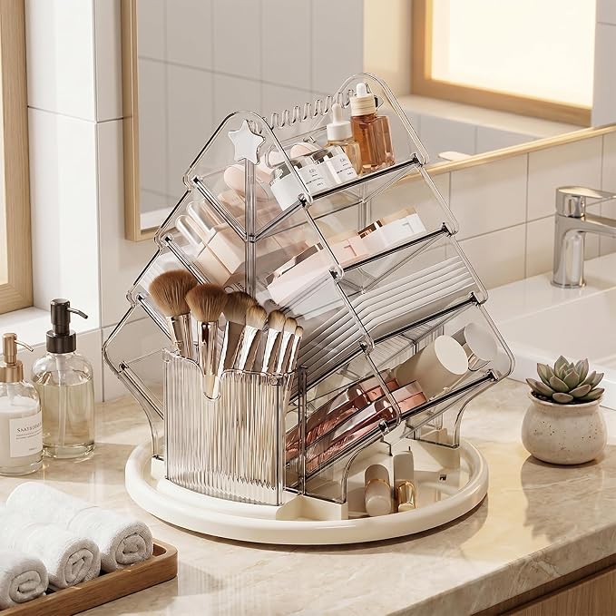 360° Rotating Makeup Organizer, 9.25'' Clear Lazy Susan for Vanity - Image 7