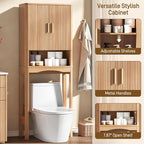 Vabches Farmhouse Over the Toilet Storage Cabinet with 2 Fluted Doors, Oak - Image 4