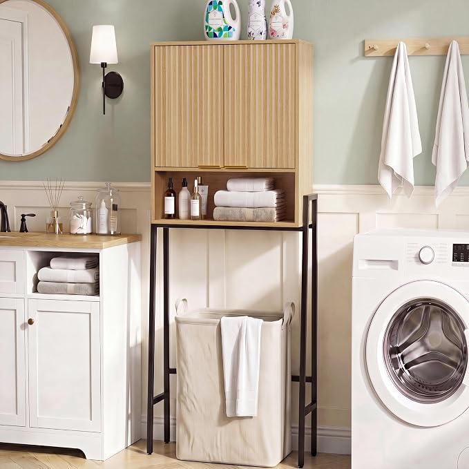 Over The Toilet Storage Cabinet,25" W Bathroom Organizer, Oak - Image 3