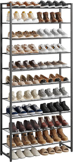 Nunsino Shoe Rack for Closet, Metal Shoe Organizer, 10 Tier Garage Shoe Rack Max Holds 50 Pairs,Shoe Storage Shelf,Entryway, Black by Nunsino