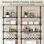 ALLZONE Adjustable Over The Toilet Storage Shelf, 4-Tier Ample Bathroom Organizer and Storage, Tension Mounted Above Toilet Storages Cabinet for Versatility, Fits 66-113 Inch Heights, Black - Image 2