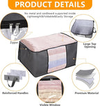 3 Pack Clothes Storage Bags, 90L Large Blanket Storage Bag Comforter Storage Bin with Reinforced Handle and Lid Foldable Closet Organizer and Storage Containers for Bedding Pillows Sheets and Duvet - Image 4