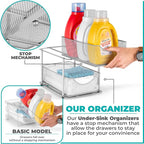 Sorbus Pull-Out Under Sink Organizer, Mesh Construction (Silver, 2 Pack) - Image 4