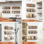Mystozer Spice Rack Organizer Wall Mount, Hanging Spice Pantry Storage Shelf Organization, 4 Pack Space Saving Seasoning Organizer for Kitchen Cabinet, Door or Bathroom, Black - Image 7