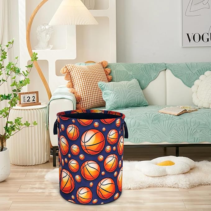 Basketball Laundry Basket Foldable Oxford Cloth Hamper 18.9 x 16.5 Inch - Image 6