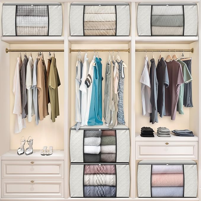 Fab totes 90L Clothes Storage, Foldable Thick Fabric Blanket Storage Bags | Foldable Containers with Zippers,Window and Handles for Organizing Bedroom, Closet, Comforter, Bedding,Dorm essentials - Image 7