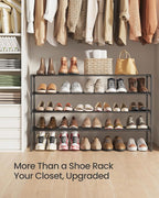 SONGMICS Shoe Rack, 4-Tier Shoe Organizer, Metal Storage Shelf | for Entryway, Upright or Upside Down, for 25-30 Pairs, Stackable, 11.8 x 46.1 x 28.4 Inches, Black ULSA034B01 - Image 8