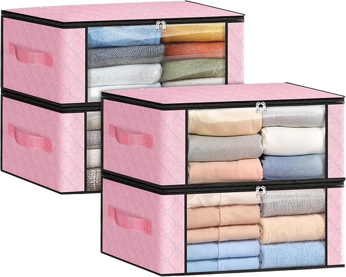 Fab totes 35L Closet Organizers, Foldable Under Bed Storage Containers | Storage Bags with Zippers,Window and Handles for Organizing Bedroom, Closet, Clothing,Organization with Handle by Fabtotes