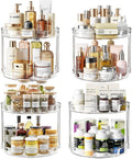 LAMU 4 Pack 10.6'' 2-Tier Lazy Susan Turntable Organizer Rotating Spice Rack Organization for Cabinet, Kitchen, Pantry, Countertop, Bathroom, Vanity, Makeup Organizer, Clear by YourHome-OrganizationHelper
