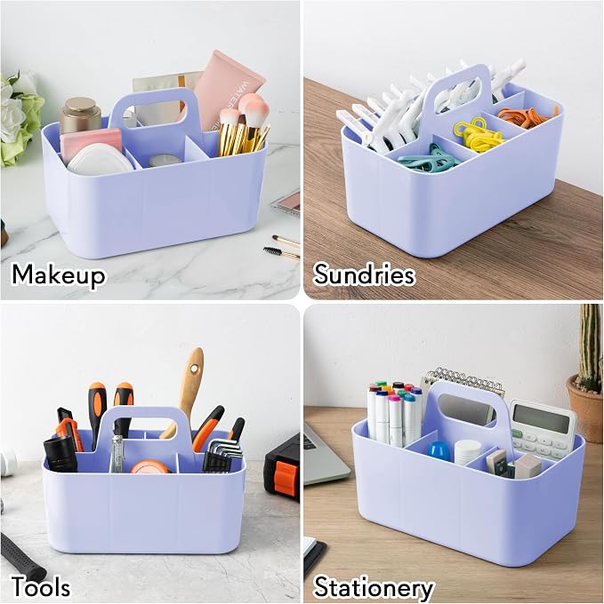Tiawudi Multipurpose Caddy Organizer, Plastic Caddy with Handle, Stackable Desk Organizer for Stationery, Marker and Pencil, Office Supplies Organizer, Dorm Caddy - Image 5