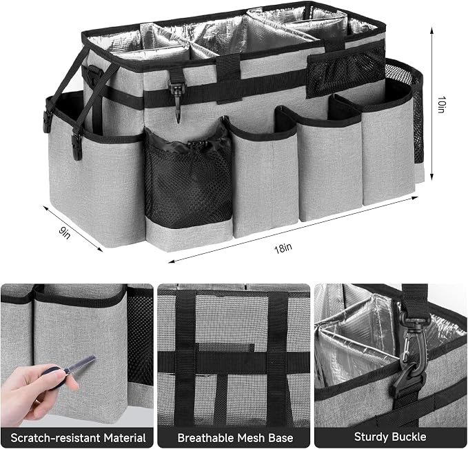 Cleaning Caddy Bag, Extra Large Cleaning Supply Bag for Housekeepers,Gray - Image 4