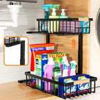 Under Sink Organizer, 2-Tier Pull-Out Cabinet Organizer – Adjustable Height, Left or Right Install – Smooth Slide-Out Drawers, Heavy-Duty Metal Rack for Kitchen & Bathroom, 1 Pack - Image 7