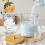 HomePekite Glass Laundry Pods Storage Container & Acrylic Dryer Sheet Holder, Laundry Room Organization and Storage, Detergent Powder Container, with Wooden Lids & Labels, 3+1 Pack - Image 3