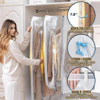 TAILI Hanging Vacuum Storage Bags for Clothes Space Saver 6 Combo Cream | Vacuum Seal Bags for Clothing Travel, Winter Clothes Storage Closet Organizers, Garment, Coats, Suits and Jackets - Image 3