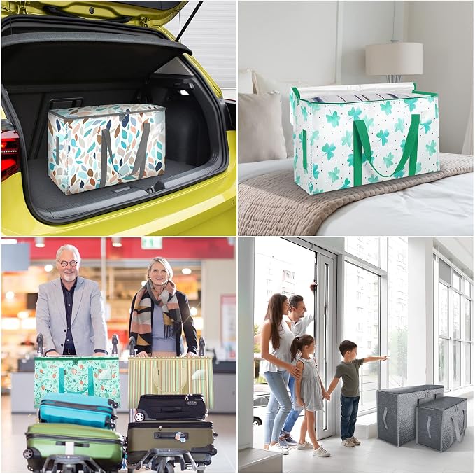 BALEINE 2-Pack Oversized Moving Bags with Reinforced Handles, Heavy-Duty Storage Tote for Clothes, Moving Supplies (Clover, 2-Pack) - Image 3