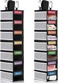 2 Pack 7 Shelf Weekly Clothes Organizer Hanging Closet for Kids with Side Pockets Weekday Shoes Rack Weekly Clothes Organizers Monday Through Weekend Foldable Storage Shelves(Black) by Yeyeplum