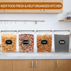 HKJ Chef 4 Pack Large Airtight Food Storage Containers with Lids (5.2L / 176oz), BPA Free Plastic Kitchen and Pantry Organization Contianers for Cereal Flour and Sugar Storage, Labels & Marker - Image 6