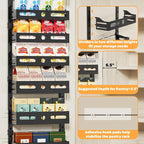 8-Tier Pantry Door Organizer, 2 IN 1 Wall Mount or Over The Door Pantry Organizer, Door Spice Rack with Adjustable Baskets, Over Door Organizer for Kitchen (12.4"W x 5.5"D x 66.1"H,1 Pack, Black) - Image 3