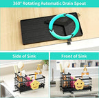 HapiRm Sponge Holder for Kitchen Sink - Self-draining Sink Caddy with Smiley Face and Brush Holder, Stainless Steel Kitchen Countertop Essentials and Gadgets - Black - Image 3