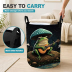 Frog Guitar Dirty Clothes Hamper,Foldable Laundry Basket with Handles,Mushroom Forest Waterproof Oxford Cloth Storage Bin for Bedroom Bathroom Nursery,16 x 20 Inch - Image 5