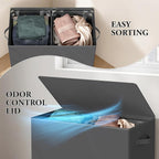 Simple Houseware Double Laundry Hamper with Lid & Removable Bags, Dark Gray - Image 6