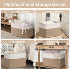 Goodpick 105L Extra Large Woven Rope Blanket Basket, White & Light Brown - Image 4