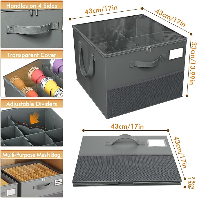 Large Reinforced Shoe Organizer for Closet with Adjustable Dividers, Gray | Customizable Compartments for Sneakers, Boots, Heels, Sandals, Clothes, Towels and Toys, Versatile Cube Storage Organizer - Image 5