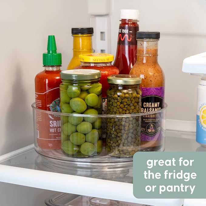 Kitchen Spaces Compact Lazy Susan Organizer, Fridge or Cabinet Turntable Shelf Storage for Kitchen and Pantry Items, Great for Spices or Condiments, Clear and Sturdy with Full Spin, 9 x 9 x 3.4 inches - Image 3