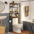 MAHANCRIS Over The Toilet Storage Rack, 4 Tier Bathroom Organizer Over Toilet, Freestanding Space Saver Toilet Stand with 2 Hooks, Bathroom Storage Shelf, Easy to Assemble, Rustic Brown TSHR0401Z by MAHANCRIS