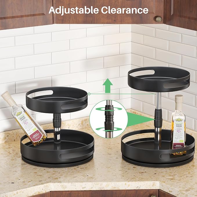 Lazy Susan Spice Rack Organizer for Cabinet, 2-Tier Metal, 10 in - Image 2