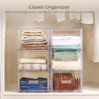 Vtopmart 2 Pack Clear Stackable Storage Drawers 15QT - Image 4