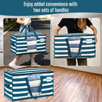 VENO Moving Bags, Wide Open Top, Clear Window, Classic Navy Stripe, 10 Pack - Image 5