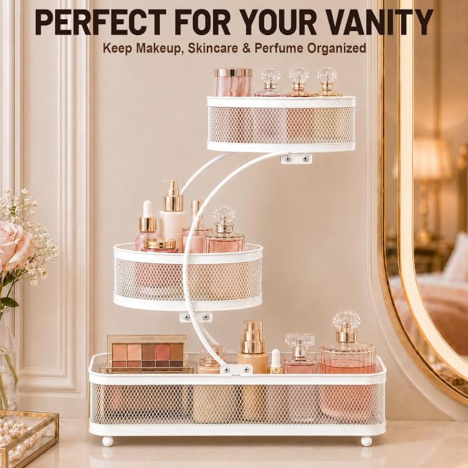 3 Tier Bathroom Counter Organizer-Metal Makeup Organizer for Vanity - Image 7