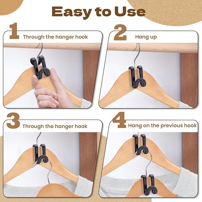Mlici Clothes Hanger Connectors - 60 Pcs Multi-Level Cascading Hooks, Black - Image 9